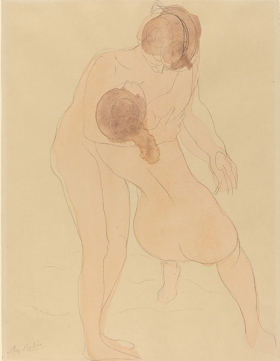 Auguste Rodin, Two Figures, French, 1840 - 1917, c. 1905, graphite with wash, Gift of Mrs. John W. Simpson